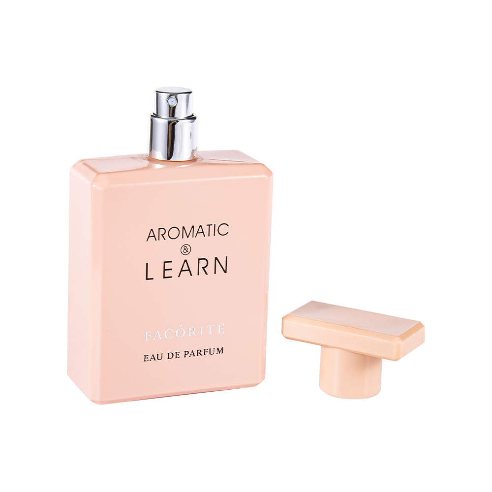 KY1490-WJ2155 50ML Kaplamalı Baskılı Dikdörtgen Cam Parfüm Şişesi, Parlak Kapaklı