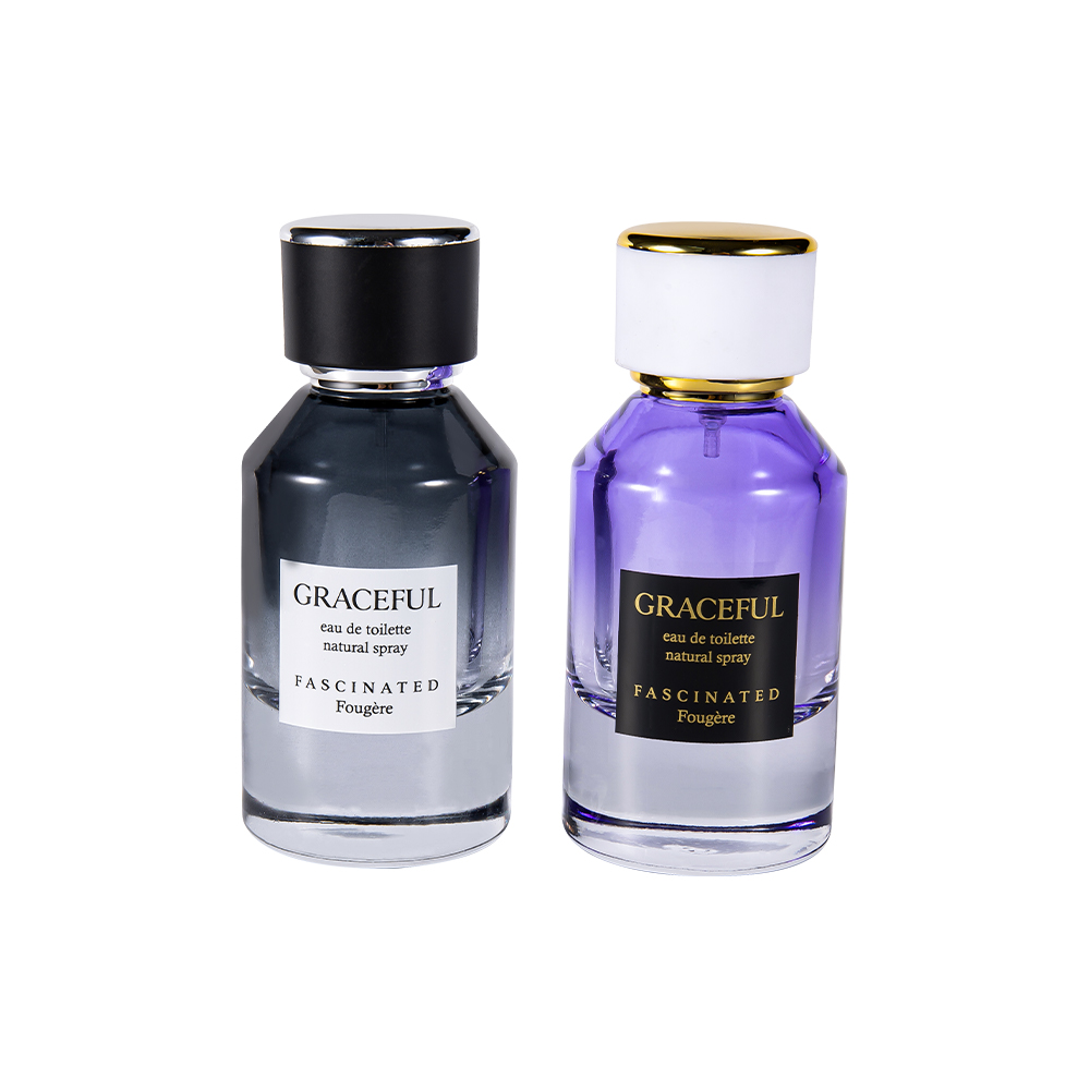 GC4416-WJ2098 50ML Kaplamalı Baskılı Cam Parfüm Şişesi, Deri, ABS Plastik Kapaklı, UV Korumalı PP Astarlı