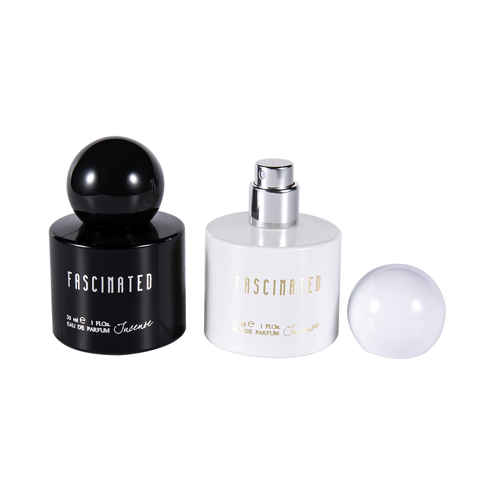 GC4748-WJ2537 30ML Silindirik Kaplamalı Altın Folyo Cam Parfüm Şişesi, Küresel ABS PP Plastik Kapaklı