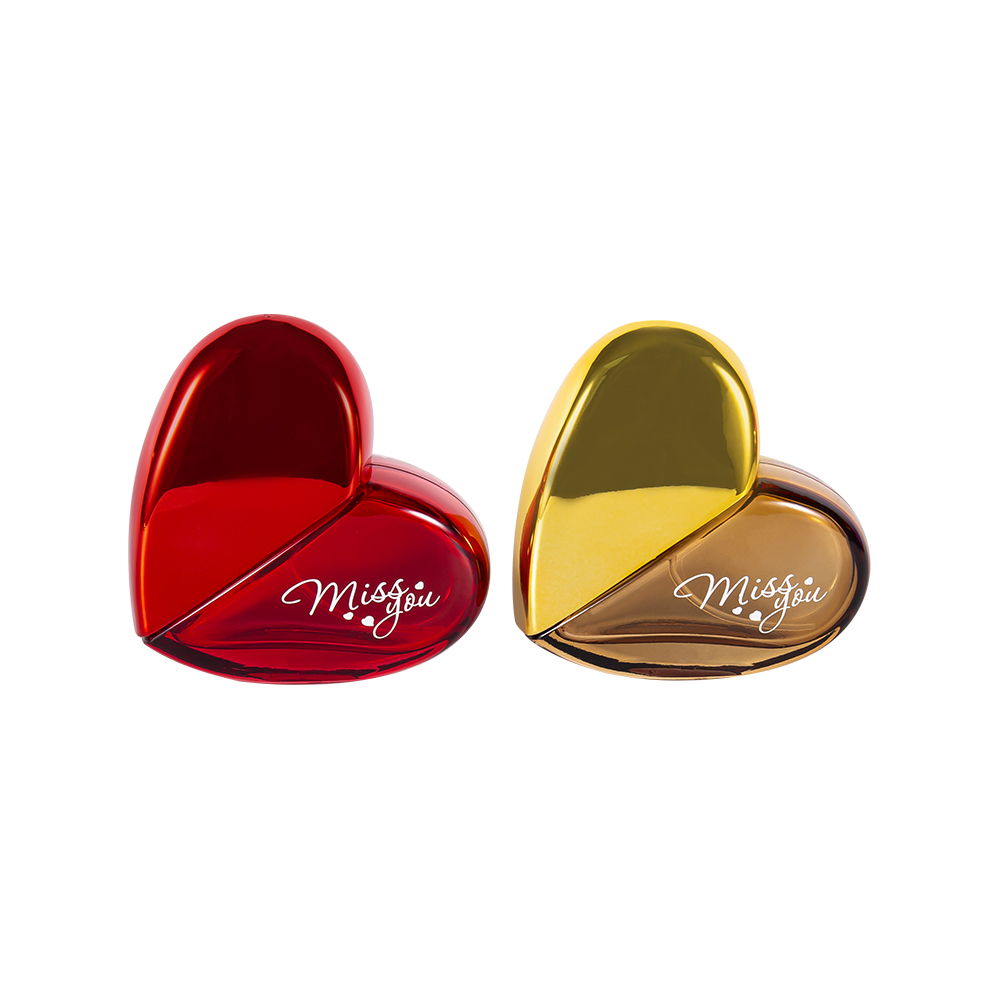 GC193-WJ501 50ML Kalp Şeklinde UV PP Plastik Kapaklı Cam Parfüm Şişesi