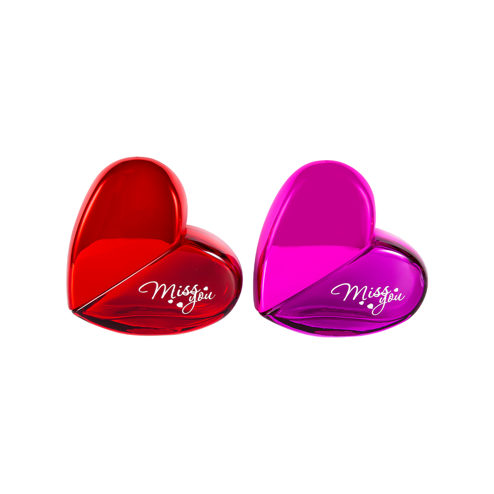 GC102-WJ797 100ML Kalp Şekli Cam Parfüm Şişesi, UV PP Plastik Kapaklı