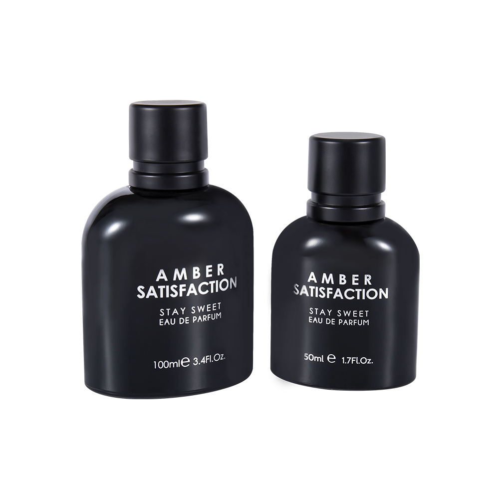 GC3894-WJ176 100ML Renk Kaplamalı Parlak Siyah Baskılı Cam Parfüm Şişesi, ABS PP Plastik Kapaklı