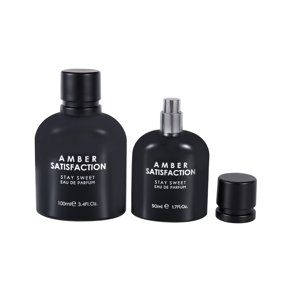 GC3894-WJ176 100ML Renk Kaplamalı Parlak Siyah Baskılı Cam Parfüm Şişesi, ABS PP Plastik Kapaklı