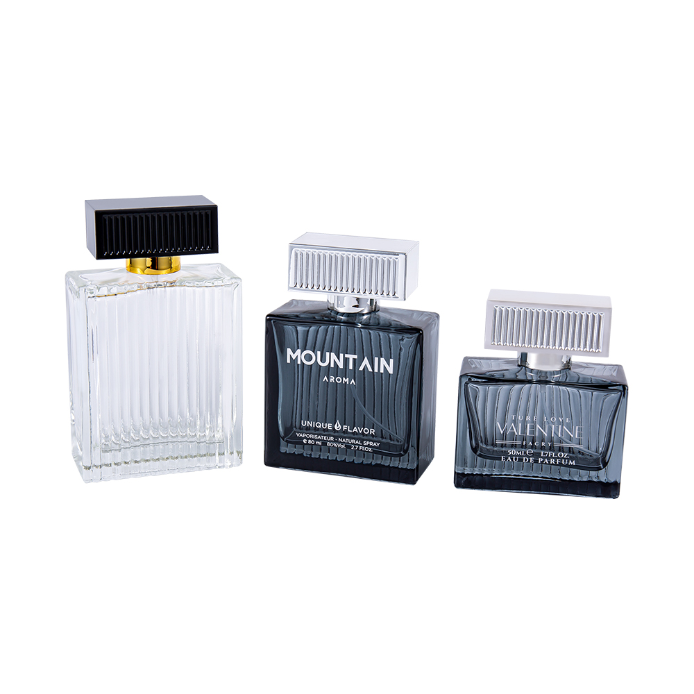 GC4311-WJ2092 80ML Dikey Çizgili Cam Parfüm Şişesi, ABS Plastik Çizgili Kapaklı