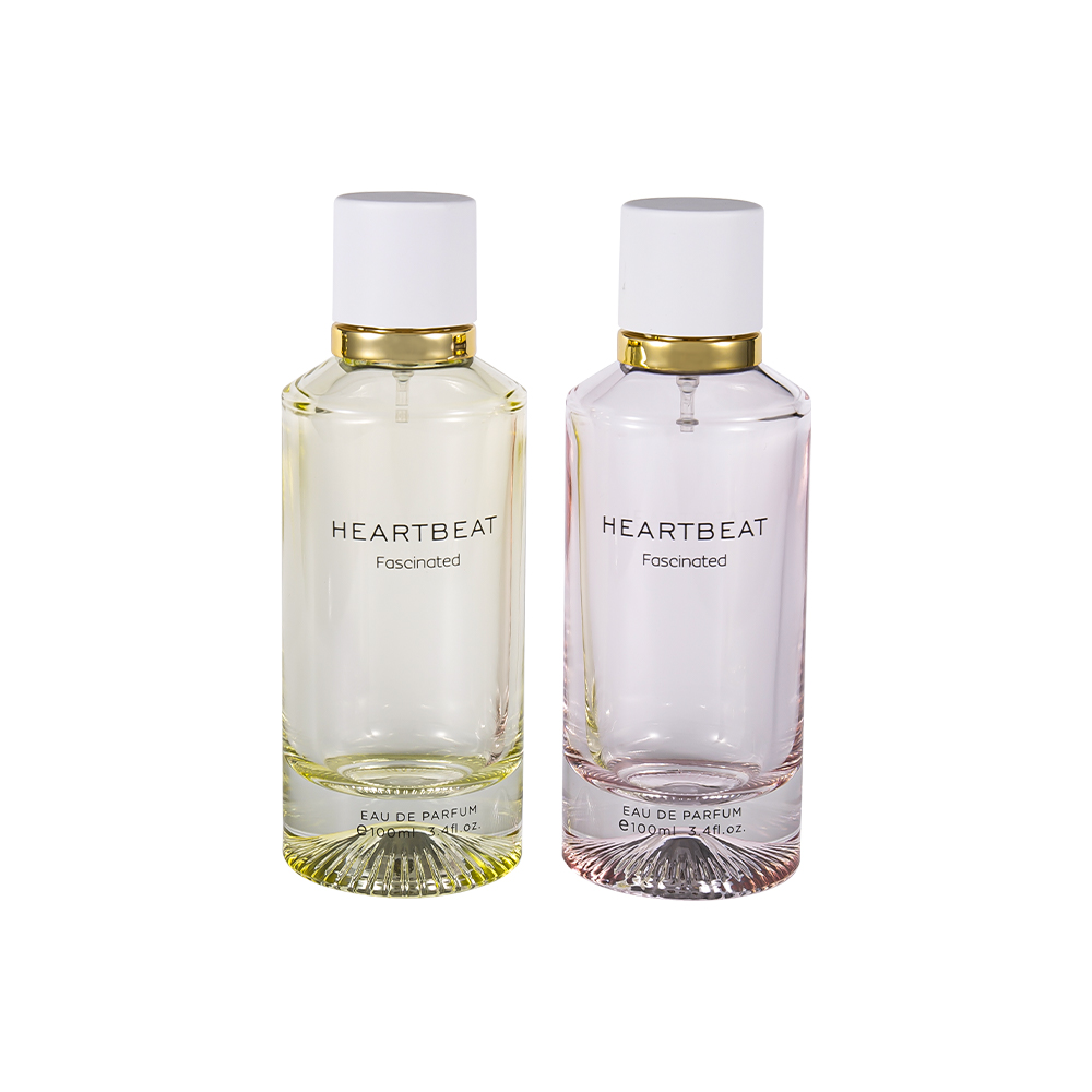 GC4406-WJ2326 100ML Desenli Altlı Beyaz Parfüm Kapaklı, Büyük Alüminyum Halkalı Parfüm Şişesi